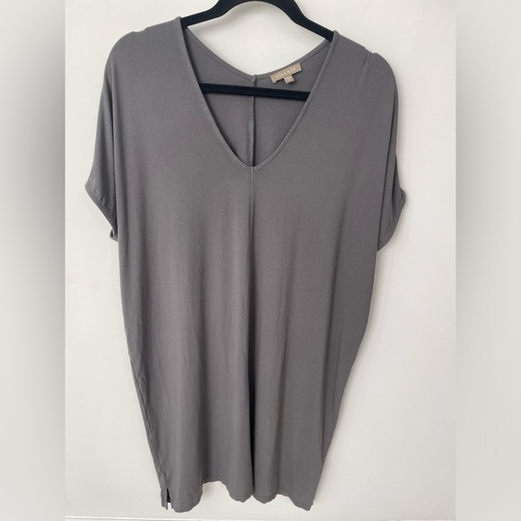 Lilla P Double V Neck Dress Size XL Shadow Gray Pullover Stretch Jersey  2 - Picture 3 of 7